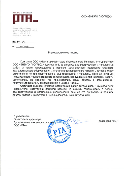 РТА 2022 год